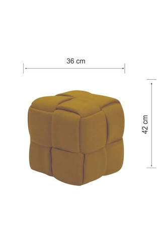 Most Spiral Kare Puf 07 Hardal Kadife Kumaş Evinize Teslim