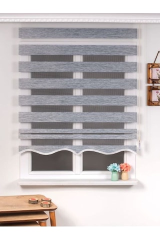 Kidmex Ithal Bambu Açık Gri Bambu Stor Zebra Perde Etek Dilimli