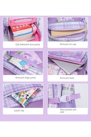 Goldenqian Kız Sırt Çantası, Çocuklar Için Büyük Kapasiteli Omurga Sırt Çantası 2tkokz Mor