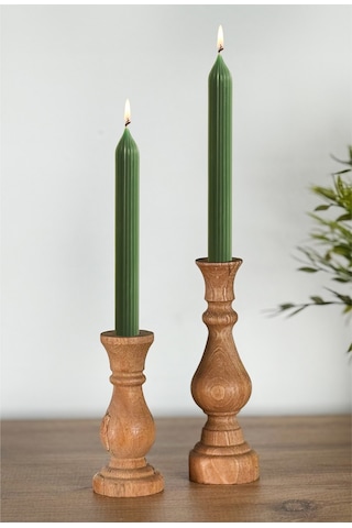 Mumluk Şamdan Ahşap Mumluk 2 Li 1258