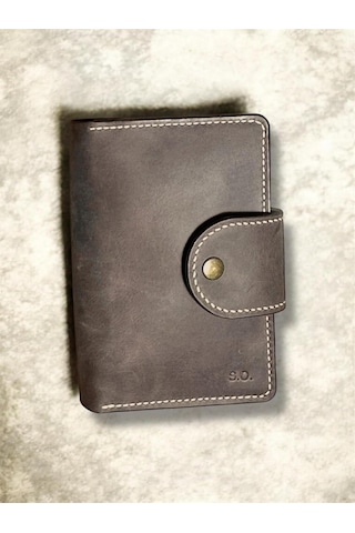 El Yapımı Deri Defter Kılıfı, Kahverengi, 9x14cm, El Dikişli Organizer, Çıtçıtlı Kapak, Hakiki Deri 0.75 LT - 2.5 LT - 12 KG