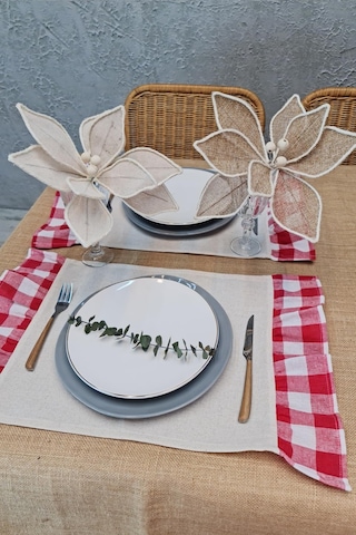 Amerikan Servisi Fırfırlı Retro 4 Lü Kırmızı