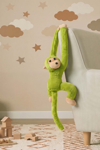 Yeşil Elleri Yapışabilen Maymun Peluş Oyuncak