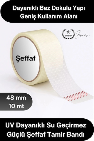 Tamirbandı Şeffaf Duct Tape Tamir Bandı 48mm X 10 Metre Uv Dayanıklı Su Geçirmez Güçlü Yapışkan Ona