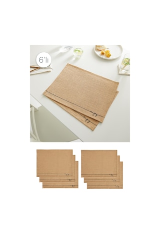 Ocean Home Textile 6 Adet Jüt Enjoy Baskılı Sofra Sunum Tabak Altlığı Supla Amerikan Servisi 45 x 35 CM Diğer