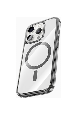 Apple Uyumlu iPhone 16 Pro Kılıf M safe Şarj Özellikli Airbagli Şeffaf Benks Lucentpro Serisi Kapak Gri