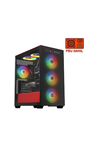 Rampage Blaze Mesh Temperli Camlı 4x12 CM ARGB Fan M-Atx 400W PSU Oyuncu Kasası