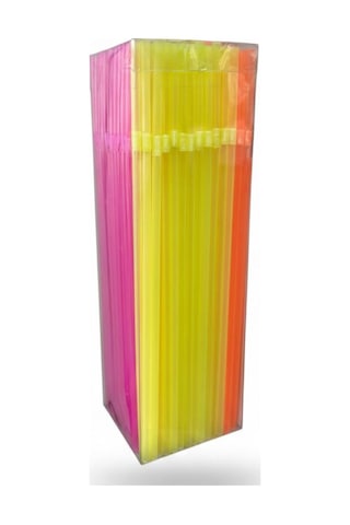 Fosforlu Pipet 24 Cm 225 Li Karışık Renk Kafe Tipi Renkli Uzun Pipet Diğer
