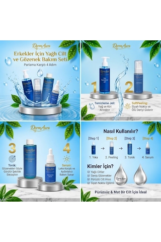 Dermaura Erkekler İçin Yağlı Cilt Ve Gözenek Bakım Seti