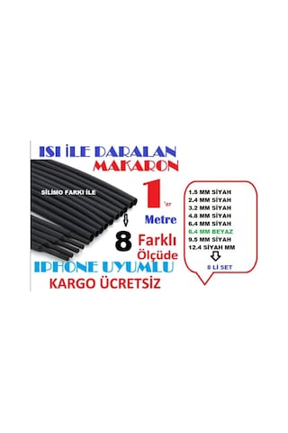 Isıyla Daralan Büzüşen Makaron Kablo Seti - 8 Çeşit 1 Er  Metre