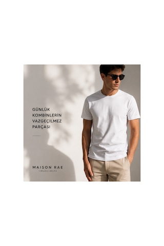 Masion Rae Erkek 5'li Basic Regular Fit Tişört Seti %100 Pamuk Bisiklet Yaka Siyah-beyaz-bej-antrasit-lacivert