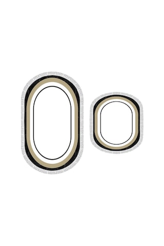 Oval Saçaklı 2'Li Banyo Paspas Takımı Serik Beyaz