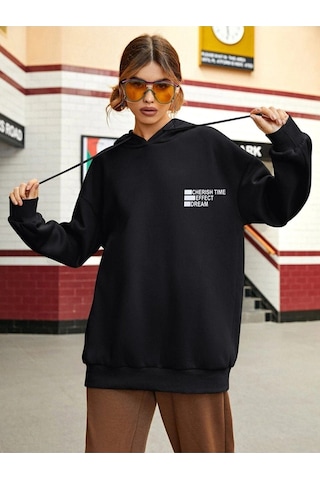Altamira Unisex Effect Baskılı Oversize Kapşonlu Sweatshirt 001