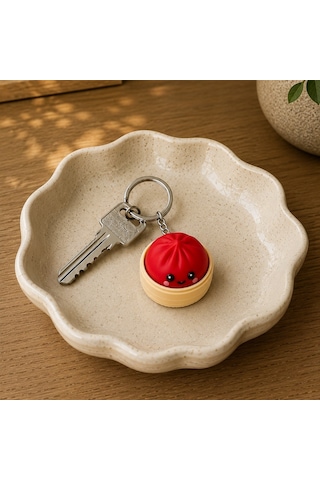3d Baskı Clicker Çin Mantısı Anahtarlık 2 Adet Kawaii Dumpling Fidget Anahtarlık Anti Stres Sü