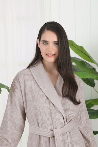 Sadem Organik Spruce Şal Yaka Bornoz Bej