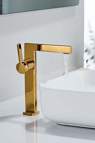Sera Uzun Lavabo Bataryası Parlak Altın
