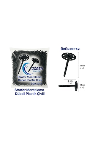 Strafor Mantolama Dübeli Plastik Çivili 500 Adet