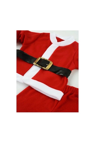 Pazarız Pembecin Unisex Kırmızı Bebek Noel Baba Şapkalı Yılbaşı Takımı Kırmızı