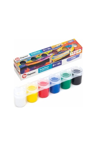 Guaj Boya 6 Renk 25 Ml 1 Paket Fixpoint Guaj Boya Seti 6 Lı Su Bazlı Şişe Canlı Renkler Resim Okul Çok Renkli