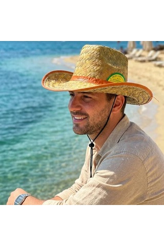 Veraura Lifestyle Hasır Erkek Foter Kovboy Şapka Pls.bez Kenar - Kuşak Çok Renkli