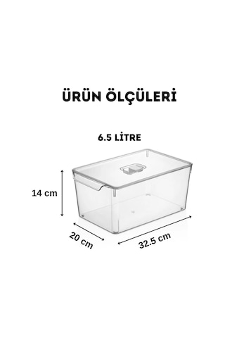 Buzdolabı Dolapiçi Düzenleyici Organizer Kapaklı 3'lü Set Maxi Şeffaf