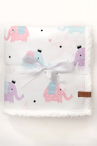 Fluffy Bebek Battaniyesi 80x100 Cm Elephant Kundak Puset Çift Taraflı Koyun Tüyü Battaniye
