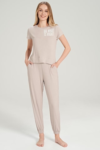 Feyza Kadın Kısa Kol Fitilli Bej Pijama Takım C1t7n0o5 001