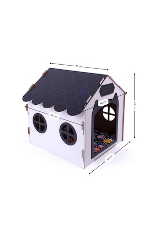 Ahşap Özel İsim Baskılı Dekoratif Kedi Evi-kulübesi, Kediler İçin Kulübe, Kedi Kulübesi Beyaz-siyah