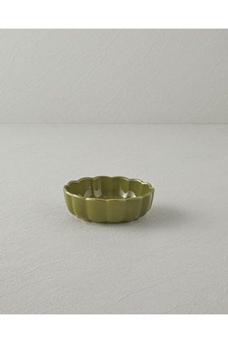 English Home Cottage Stoneware Yuvarlak Fırın Kabı 13x4 Cm Koyu Yeşil
