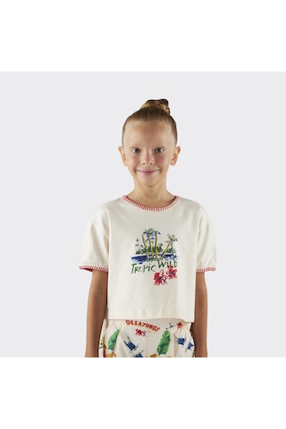 Panço Kız Çocuk El İşi Detaylı T-shirt 2411gk05056-4485 001