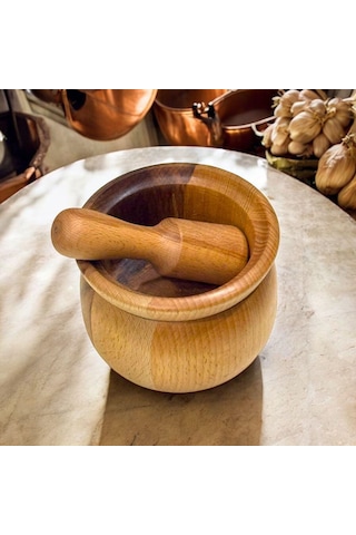 Kaf Ahşap Kayın Havan / Safran