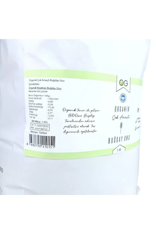 OG natural Organik Çok Amaçlı Buğday Unu 5 Kg 5 KG