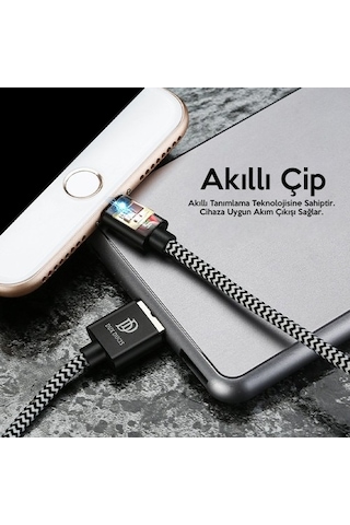 Dux Ducis K-One Cable Usb Lightning Şarj Kablosu 1 Metre Siyah