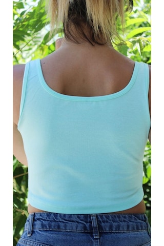 Afri Kadın Bebe Mavisi Basic Ribana Atlet Crop Likralı Spor Üst Bebe Mavisi