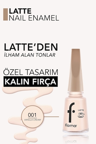 Flormar Latte Nail Enamel Yüksek Pigmentli & Parlak Bitişli Oje 001 Vanılla Cream