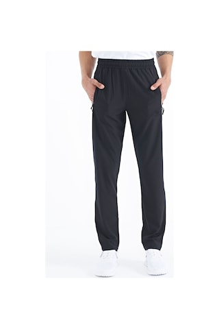 Tommy Life Siyah Erkek Fermuarlı Üç Cepli Standart Kalıp Klasik Paça Eşofman Alt - 84768