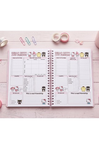 Kuromi & Hello Kitty Stickerlı Planner Kitap Çok Renkli