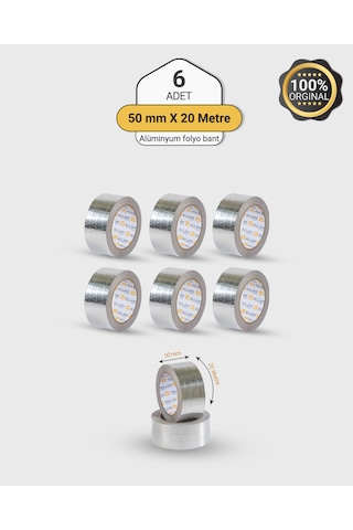 6 Adet Alüminyum Folyo Su Hava Yağ Kesici İzolasyon Bandı 50mm X 20 Mt Isıya Dayanıklı Bant 6 Adet Alüminyum Folyo Su Hava Yağ Kesici İzolasyon Bandı 50mm X 20 Mt Isıya Dayanıklı Bant