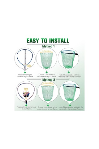 Yeşil, 40 Cm Balık Ağı, Tatlı Su, Tuzlu Su İçin Katlanabilir Balık Ağı, Sapsız