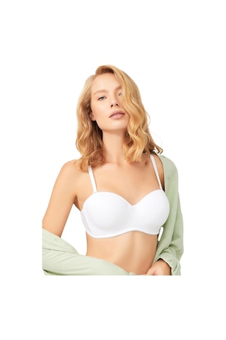 Krem Balenli Toparlayıcı Dolgusuz Straplez Lotus Sütyen Krem