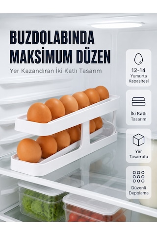 Buzdolabı Yumurtalık Organizer Geniş Kapasiteli Yumurta Düzenleyici Rafı Sarı