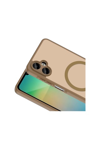 Samsung Galaxy Uyumlu A06 Kılıf M-safe Şarj Özellikli Zore Babet Kapak - Kahverengi