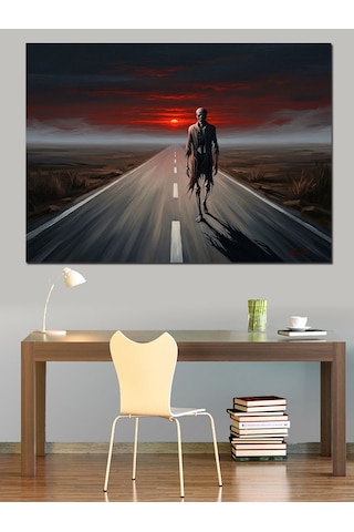Ahşap Tablo Sonsuz Yol Ve Yürüyen Adam