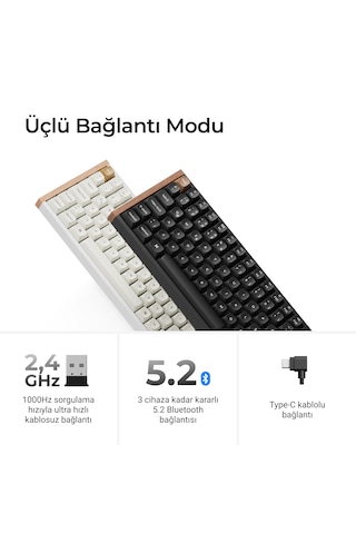 Keychron K8 He Kablosuz Manyetik Anahtar Özel Klavye Gateron Çift Raylı Manyetik Anahtar K8h-f1-tr