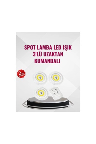 Buğz 3 Lü Pilli Kablosuz Led Spot Lamba Seti Kumandalı Kolay Montaj Aydınlatma Diğer
