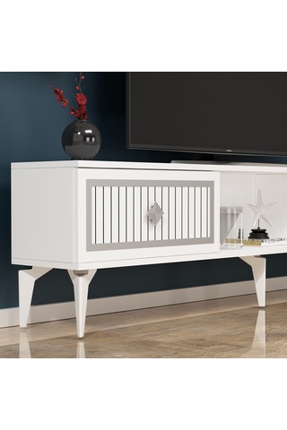 150 CM NİL TV SEHPASI (ALT MODÜL) BEYAZ-GÜMÜŞ