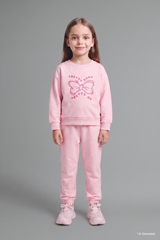 Defacto %100 Pamuk Baskılı Sweatshirt Üst Lastikli Paça Alt 2li Takım Kız Bebek I4475a526aupn167 Pembe-pn167