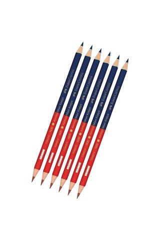 Mavi Kırmızı Çift Taraflı Kalem Kopya 6 Adet Faber Mavi Kırmızı Çift Taraflı Kurşun Kalem Başlık Kal Mavi Kırmızı