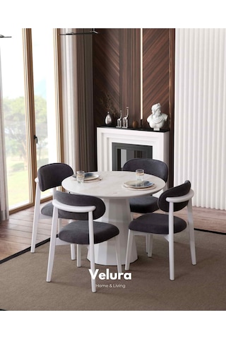 Siena Yemek Odası Takımı Yemek Masası + 4 Adet Sandalye Beyaz