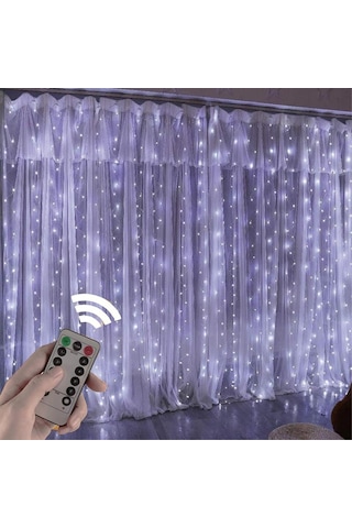 Exeo Usb Perde Peri Led Kumandali Dekoratif Su Geçirmez Beyaz